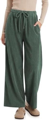 Women's Wide Leg Corduroy Pants Baggy High Waisted Trousers
