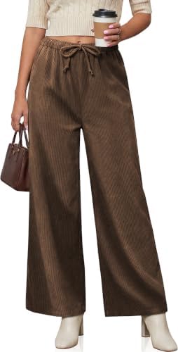 Women's Wide Leg Corduroy Pants Baggy High Waisted Trousers