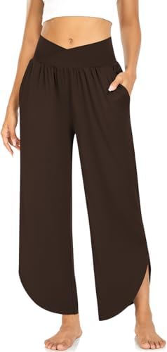 Women's Wide Leg Flowy Yoga Pants Dark Coffee