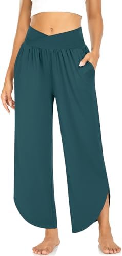 Women's Wide Leg Flowy Yoga Pants Malachite Green