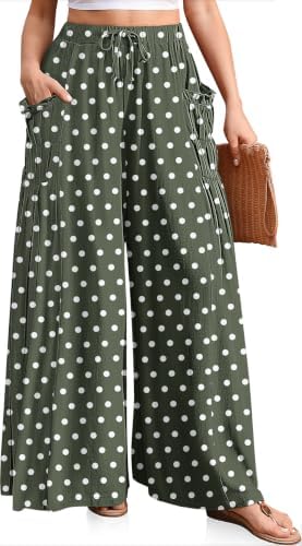 Women's Wide Leg Linen Pants Flowy Casual Palazzo Trousers