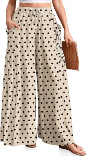 Women's Wide Leg Linen Pants Flowy Casual Palazzo Trousers