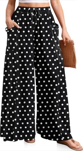 Women's Wide Leg Linen Pants Flowy Casual Palazzo Trousers