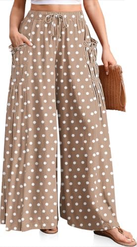Women's Wide Leg Linen Pants Flowy Casual Palazzo Trousers