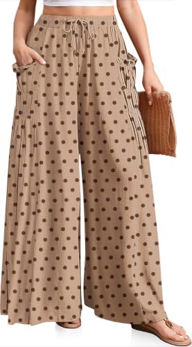 Women's Wide Leg Linen Pants Flowy Casual Palazzo Trousers