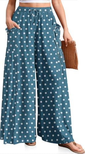 Women's Wide Leg Linen Pants Flowy Casual Palazzo Trousers