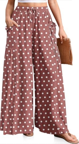 Women's Wide Leg Linen Pants Flowy Casual Palazzo Trousers