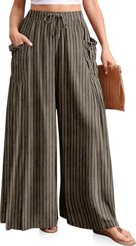 Women's Wide Leg Linen Pants Flowy Casual Palazzo Trousers