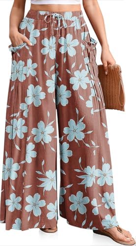 Women's Wide Leg Linen Pants Flowy Casual Palazzo Trousers