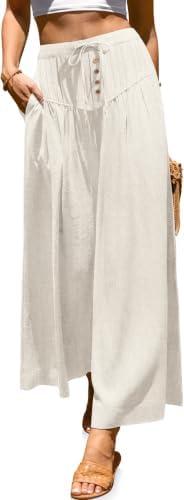 Womens Wide Leg Linen Pants Loose Casual Palazzo Trousers