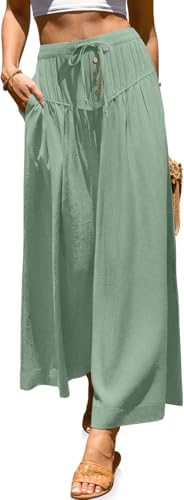 Womens Wide Leg Linen Pants Loose Casual Palazzo Trousers
