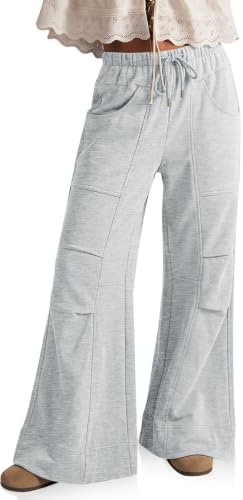 Womens Wide Leg Lounge Pant Baggy Flare Elastic Waist Sweatpants