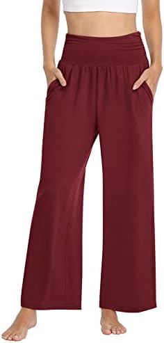Womens Wide Leg Yoga Pants Plus Size High Waist Sweat Pants Casual