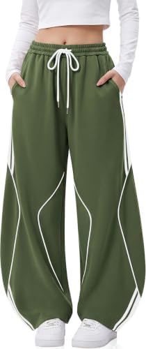 Womens Y2K Baggy Barrel Sweatpants Striped Wide Leg Joggers