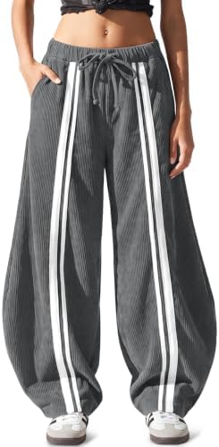 Women's Y2K Corduroy Barrel Pants Wide Leg Baggy Casual